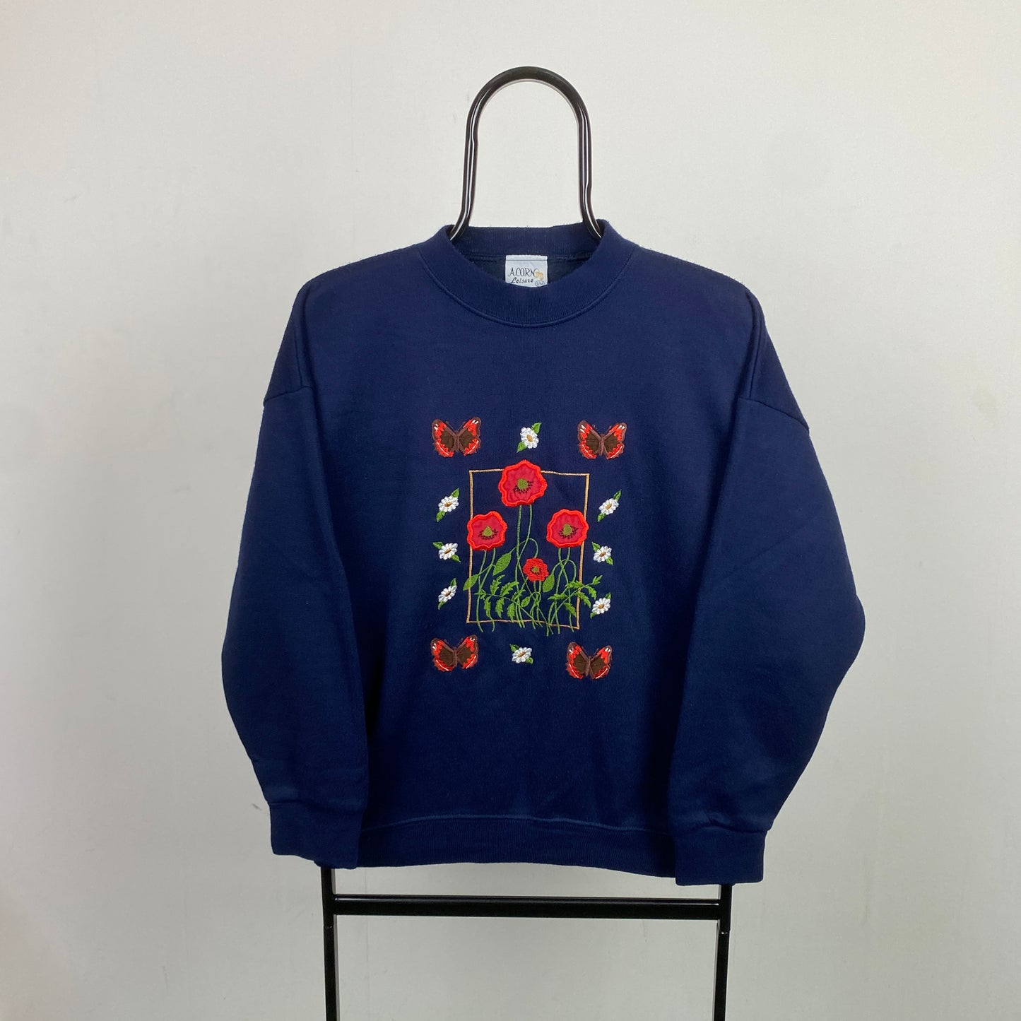 Retro Flower Sweatshirt Blue Small