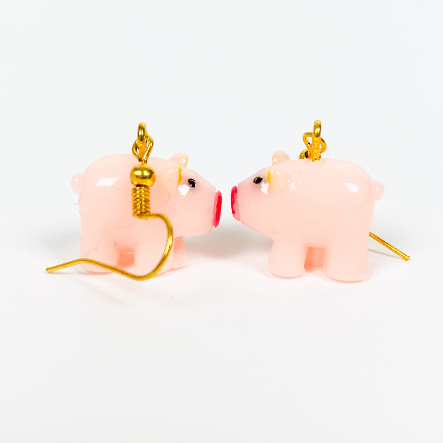 Vintage Retro Pig Earrings Gold