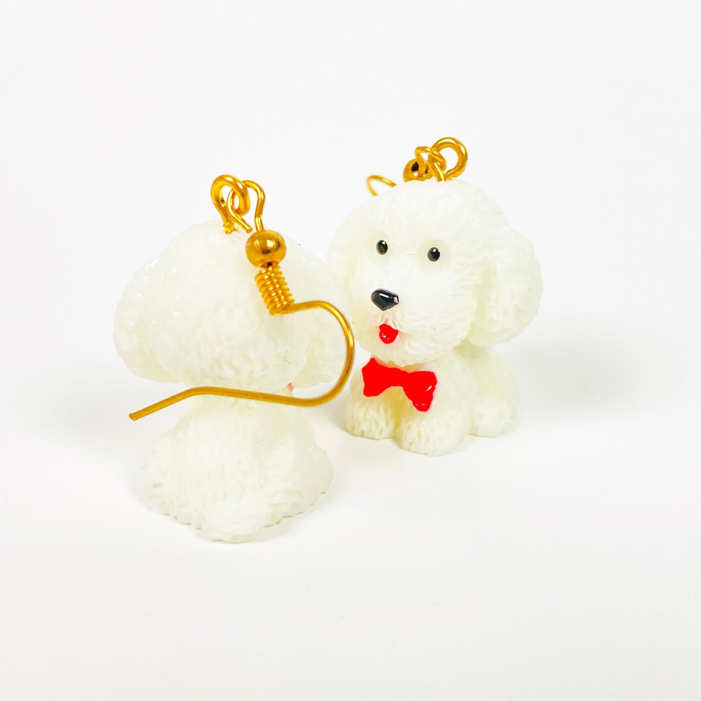 Vintage Retro Dog Earrings Gold