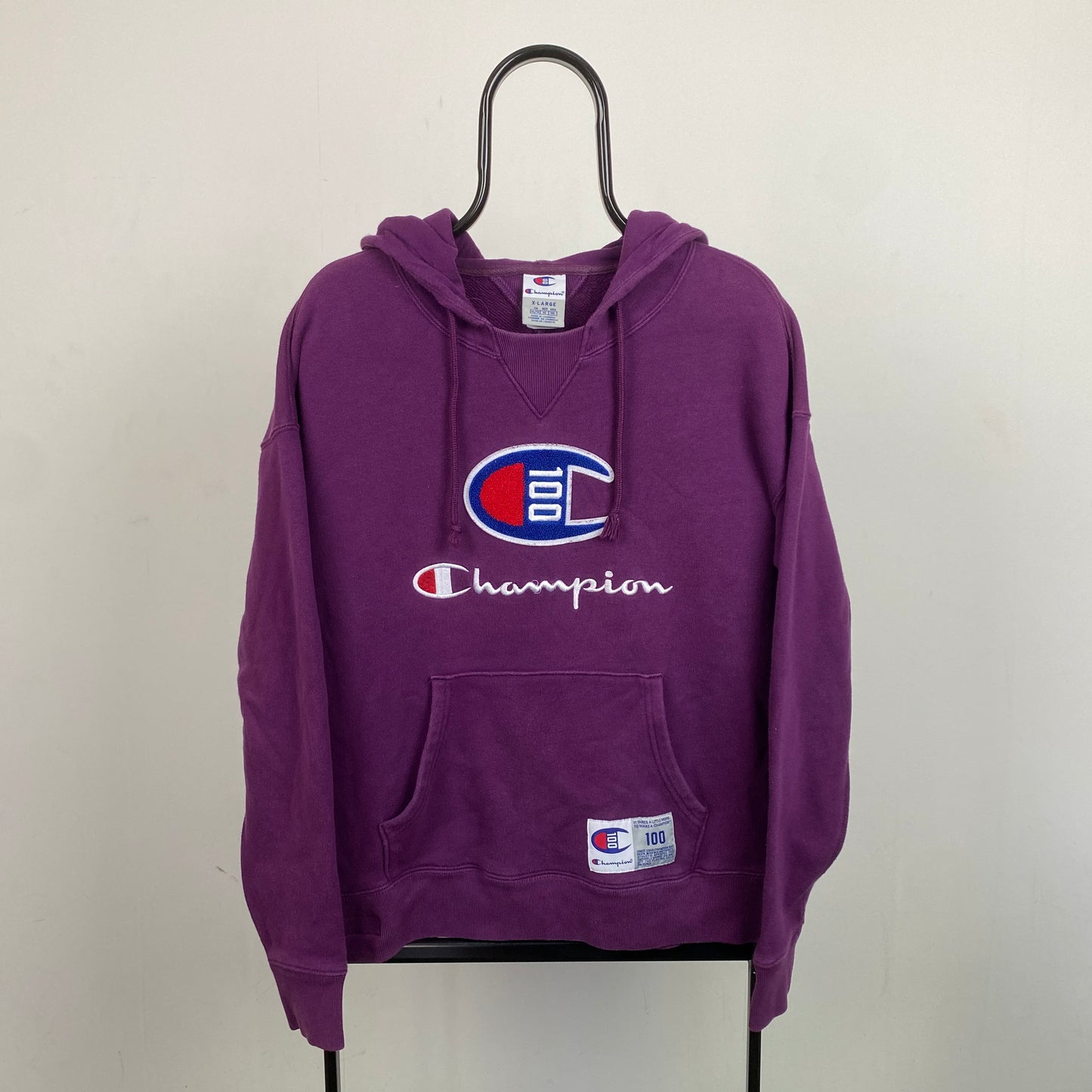 Retro Champion Hoodie Purple XL
