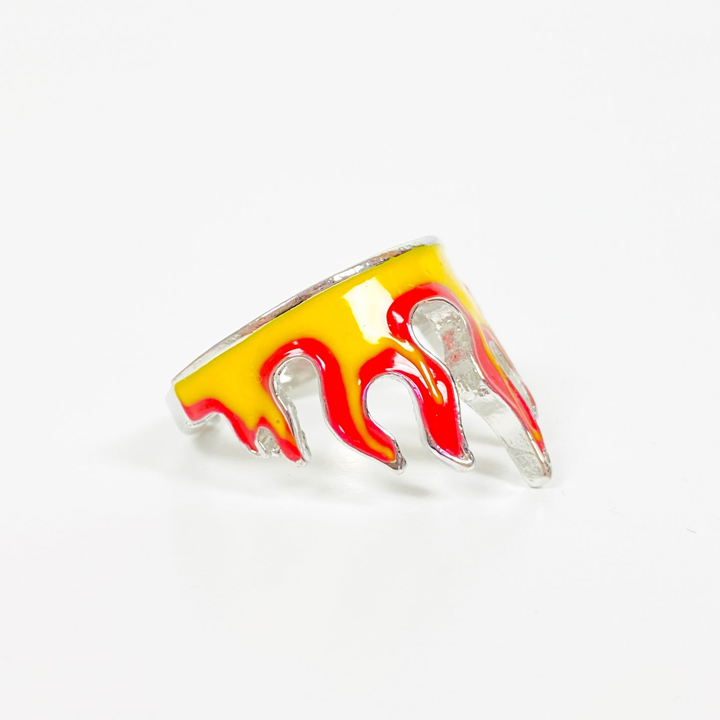 Vintage Retro Adjustable Flame Ring Silver