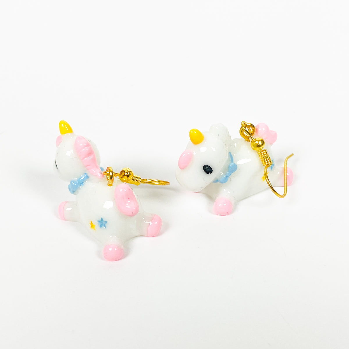Vintage Retro Unicorn Earrings Gold