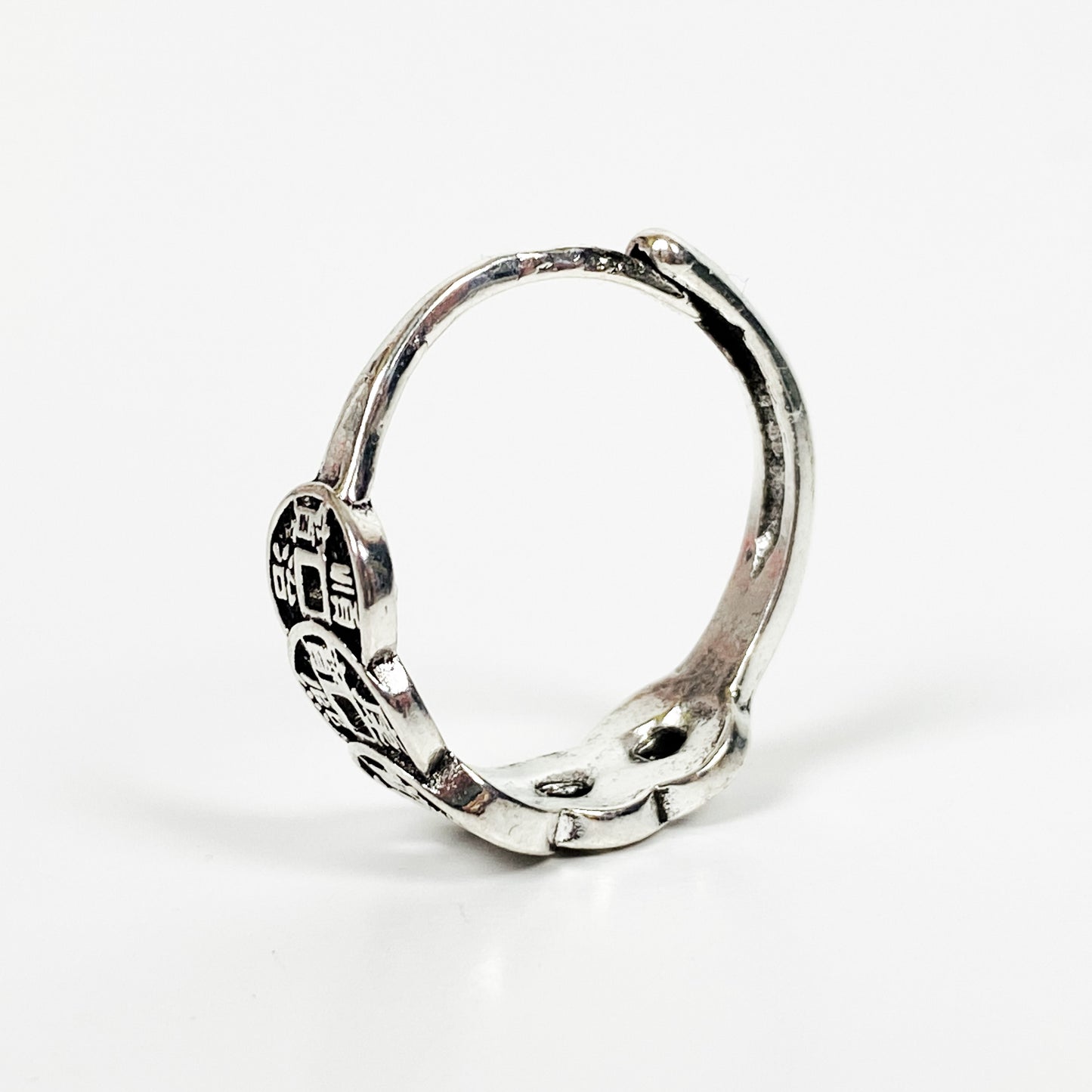 Vintage Retro Adjustable Coin Ring Silver