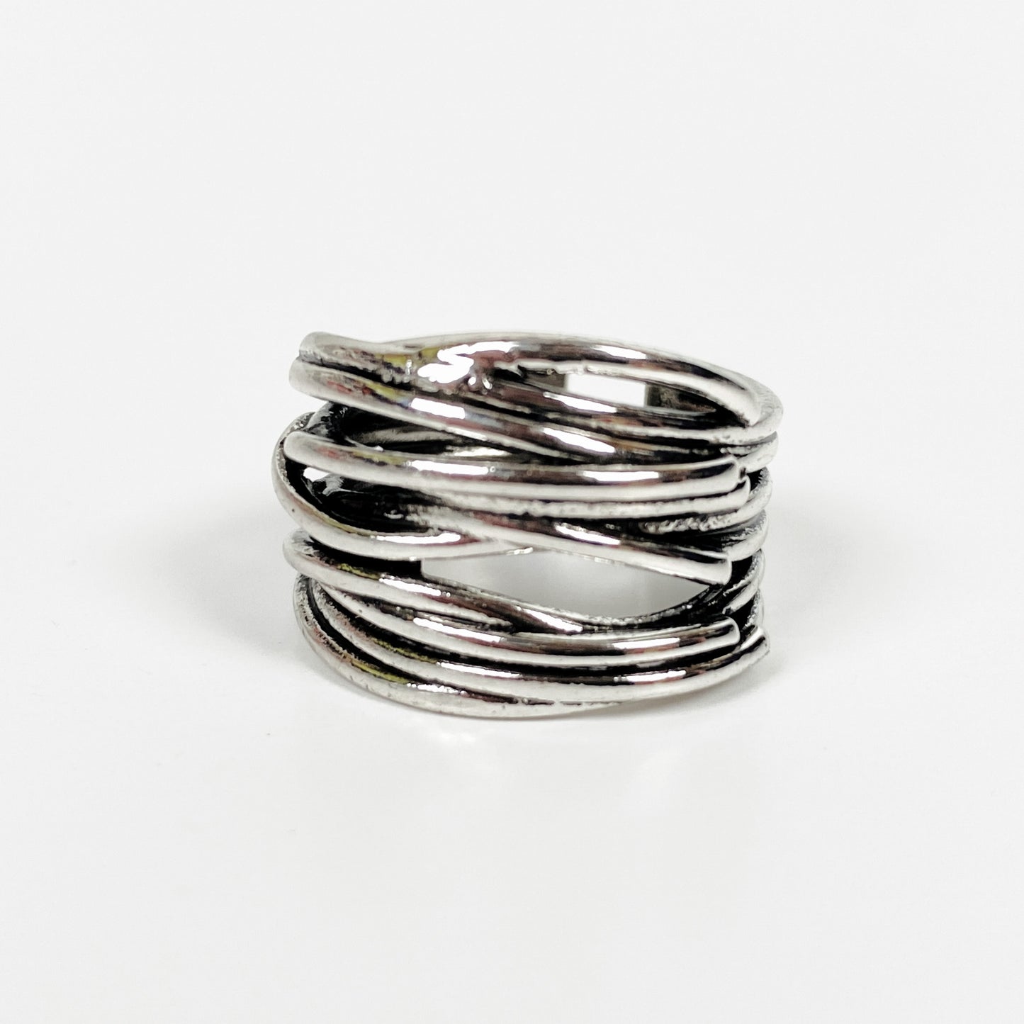 Vintage Retro Adjustable Wire Ring Silver