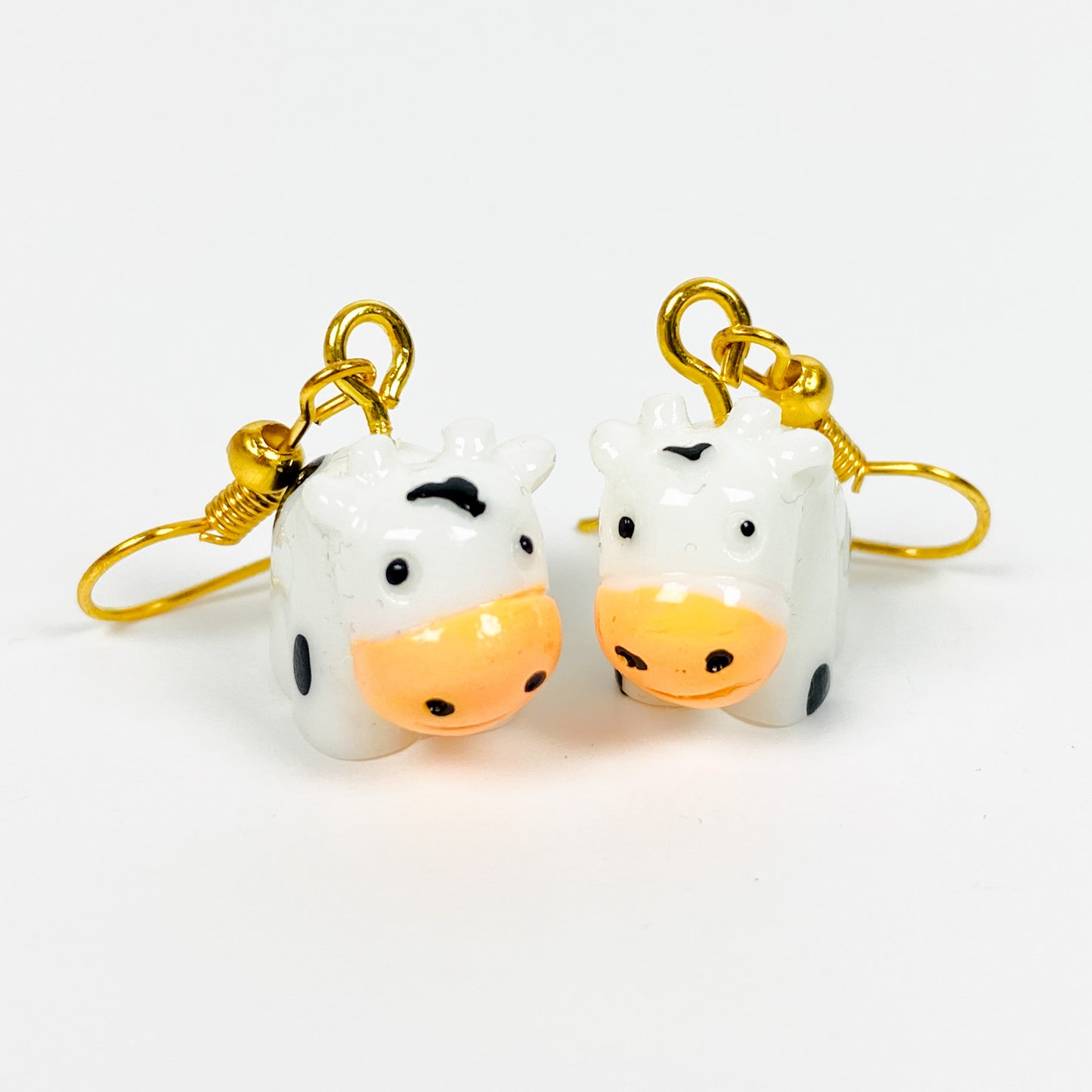 Vintage Retro Cow Earrings Gold
