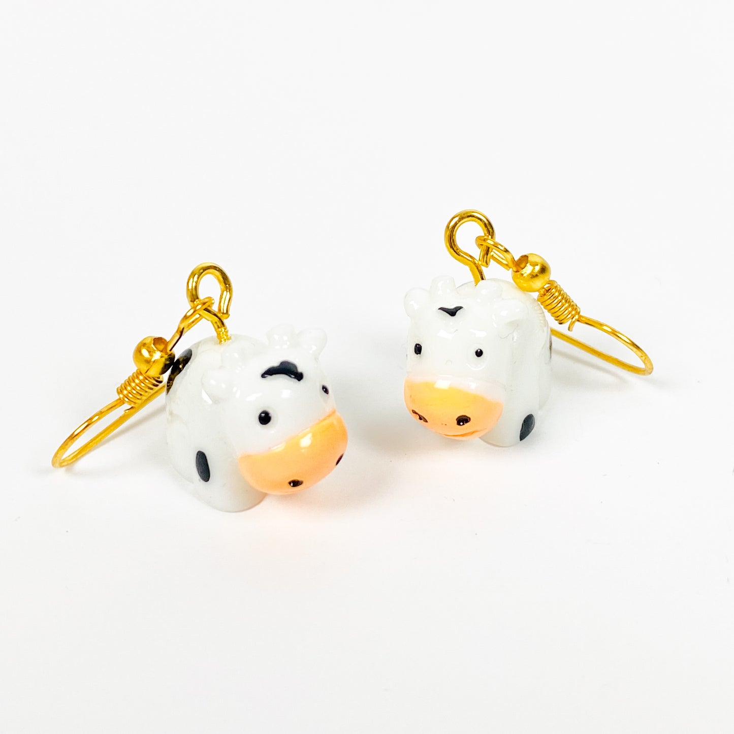 Vintage Retro Cow Earrings Gold