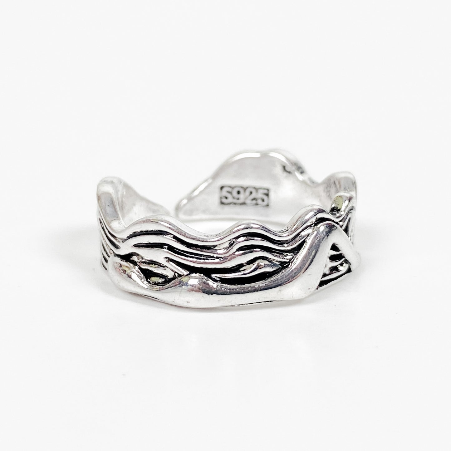 Vintage Retro Adjustable Wave Ring Silver