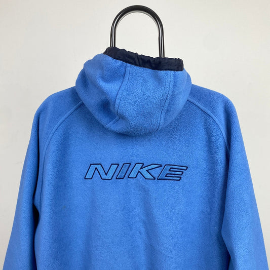 90s Nike Reversible Fleece Coat Jacket Blue Medium
