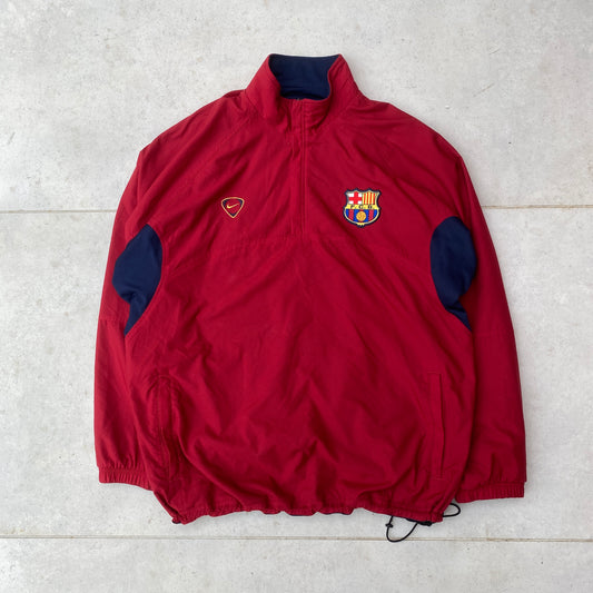 90s Nike Barcelona Reversible 1/4 Zip Coat Jacket Red Blue XL