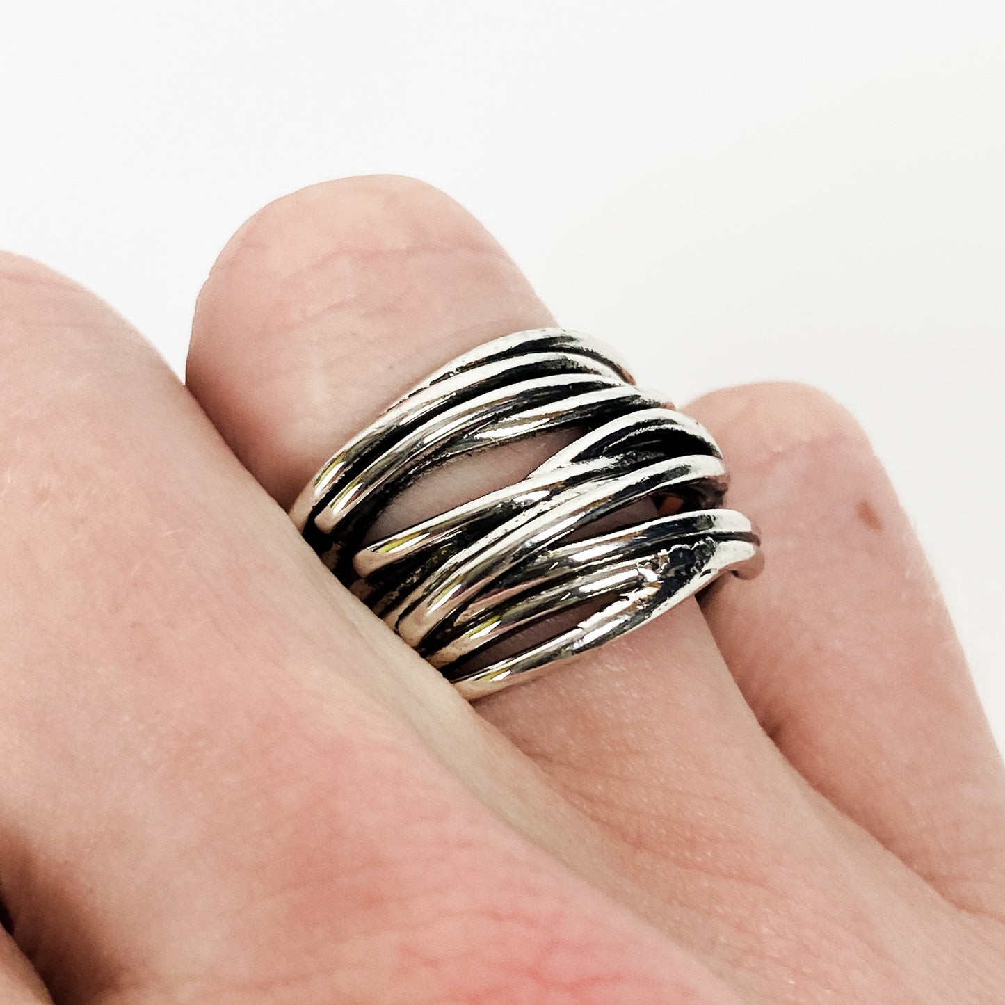 Vintage Retro Adjustable Wire Ring Silver