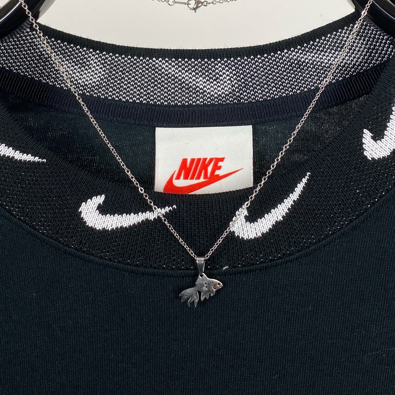 Goldfish Charm Necklace Chain Silver