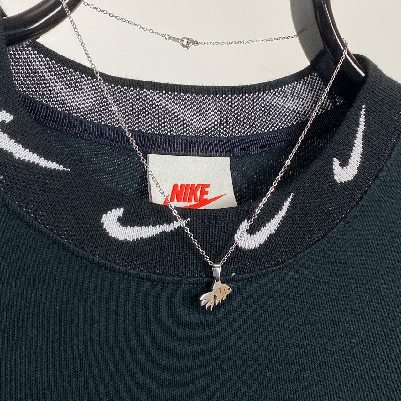 Goldfish Charm Necklace Chain Silver