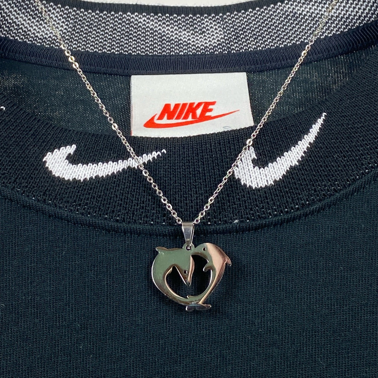 Dolphin Charm Necklace Chain Silver