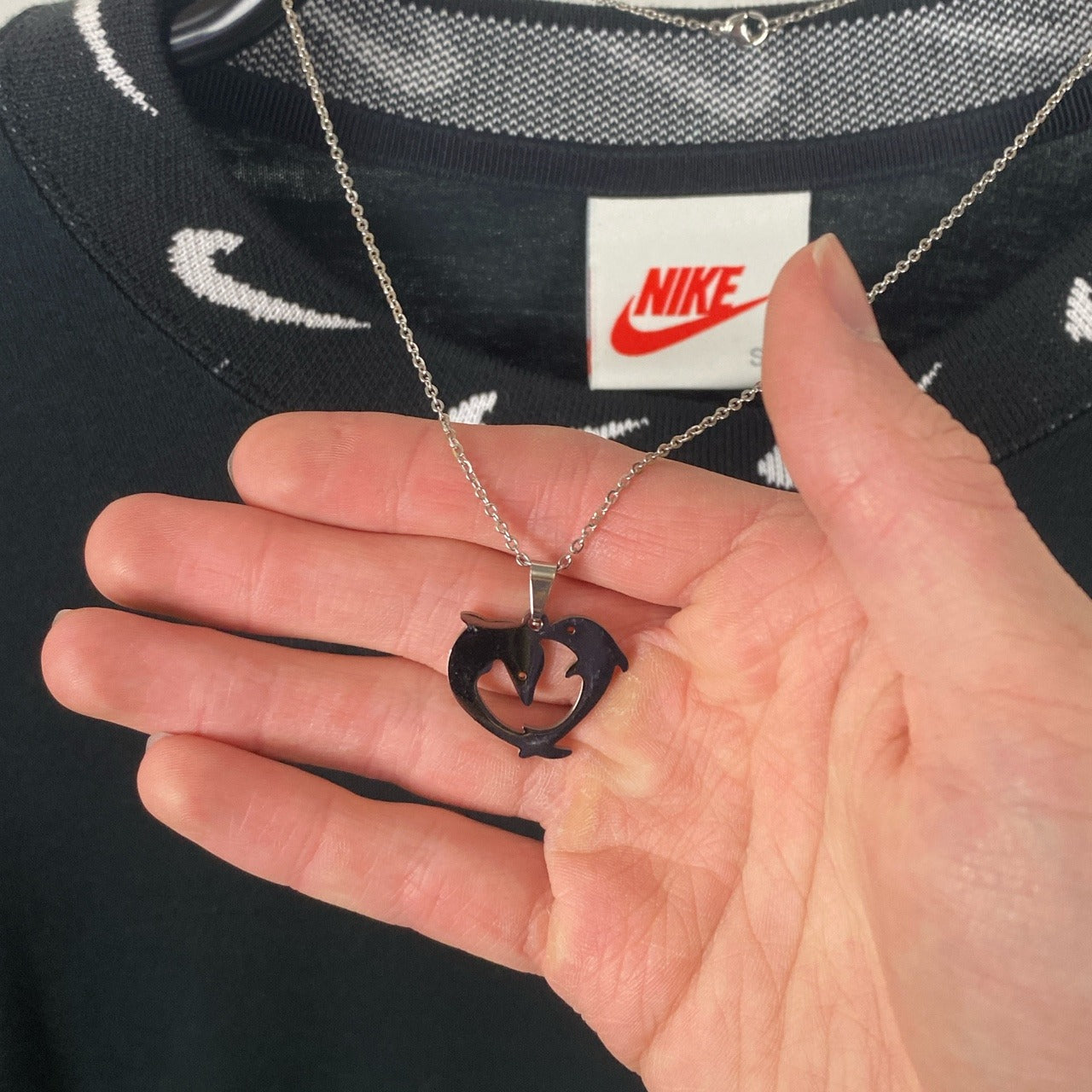 Dolphin Charm Necklace Chain Silver