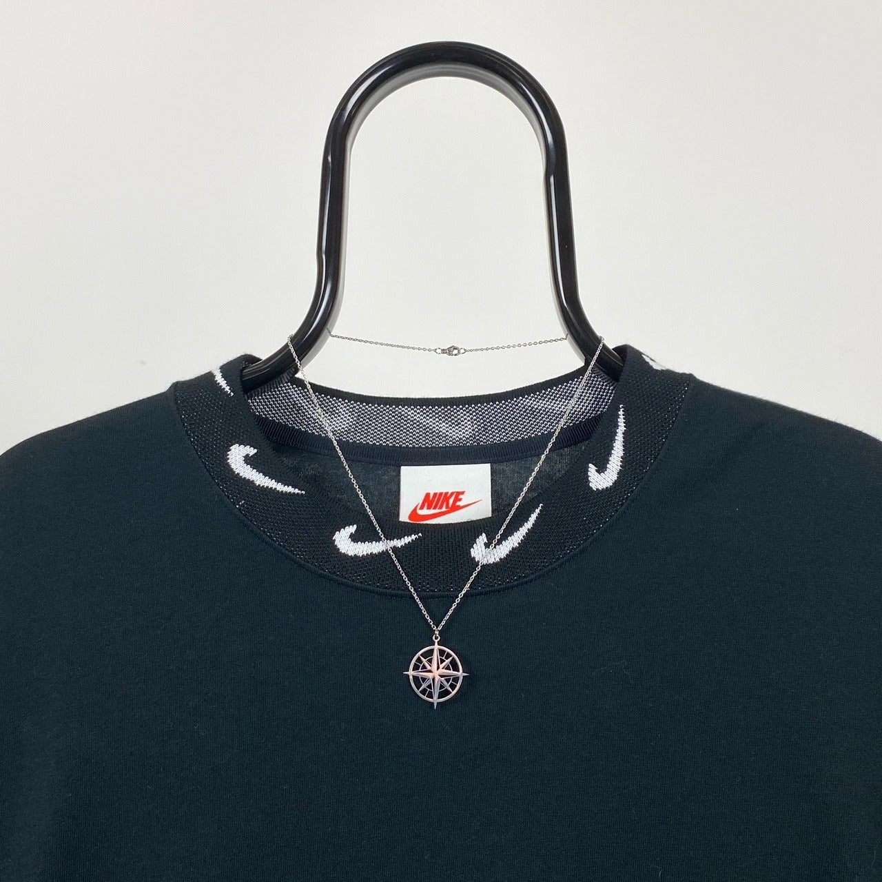 Compass Charm Necklace Chain Silver