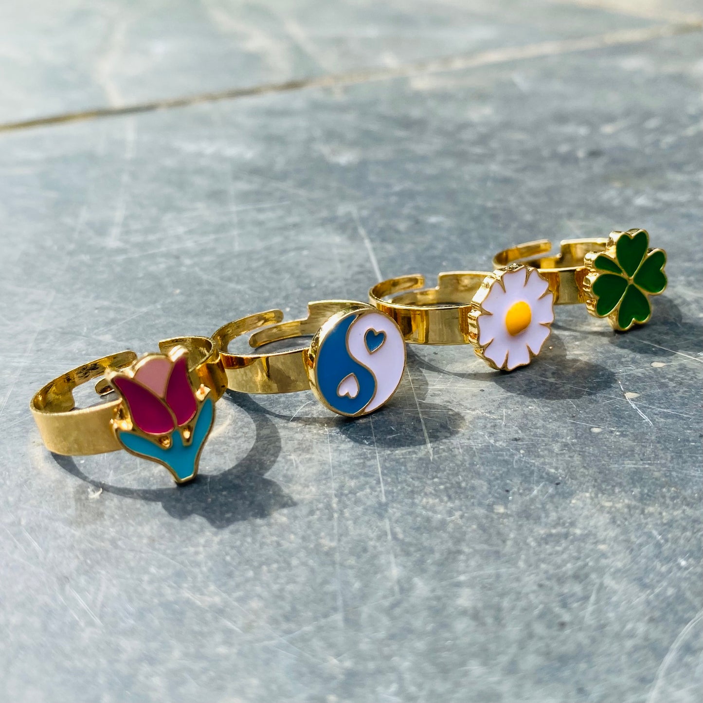 Adjustable Tulip Flower Ring Gold
