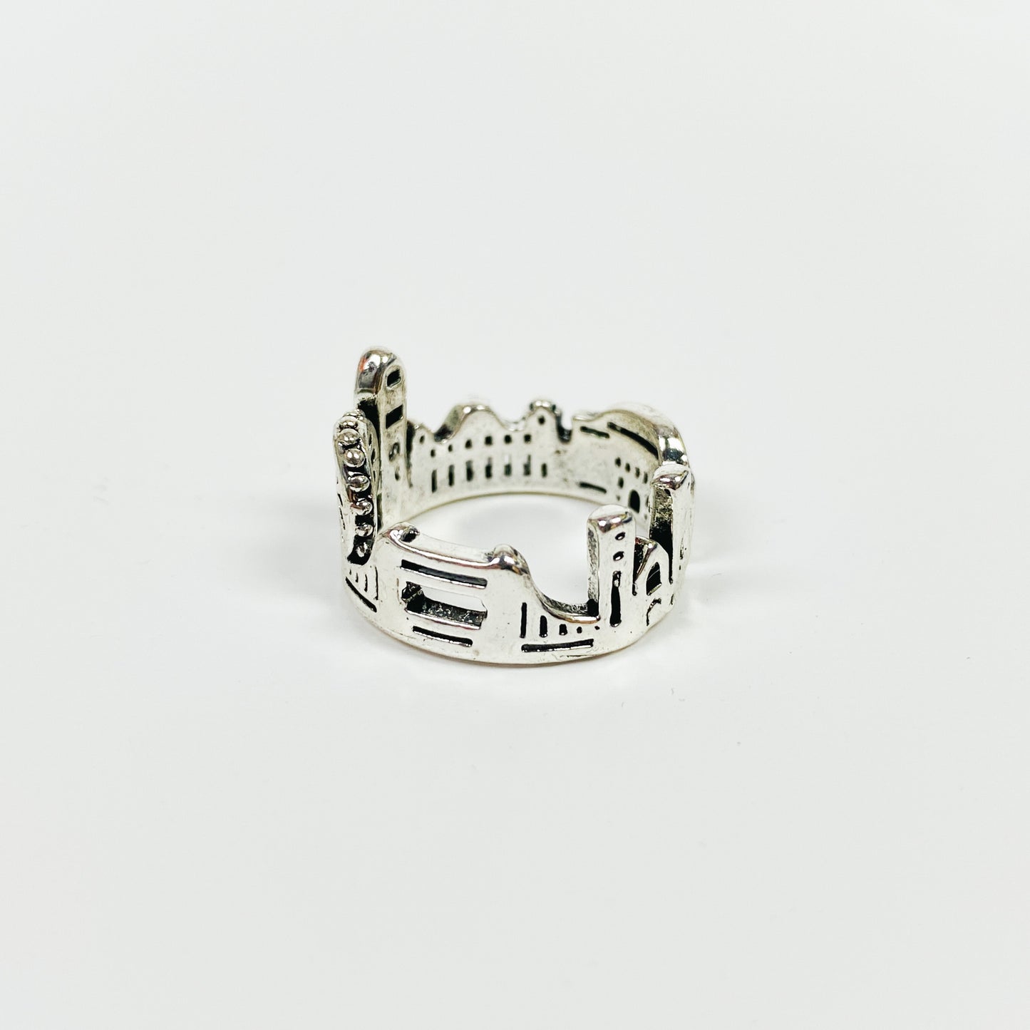 Vintage Retro Adjustable London Ring Silver
