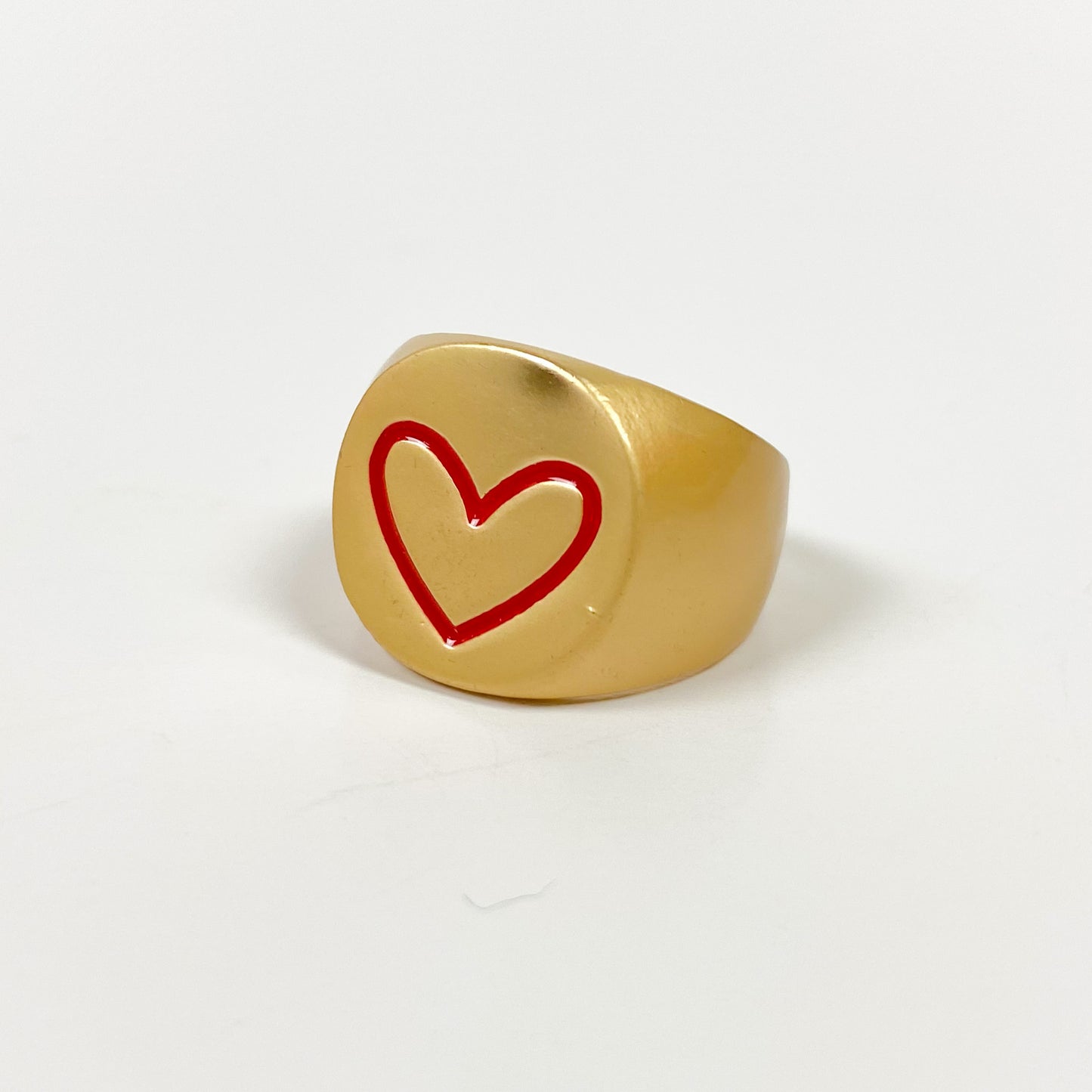 Vintage Heart Signet Ring Gold