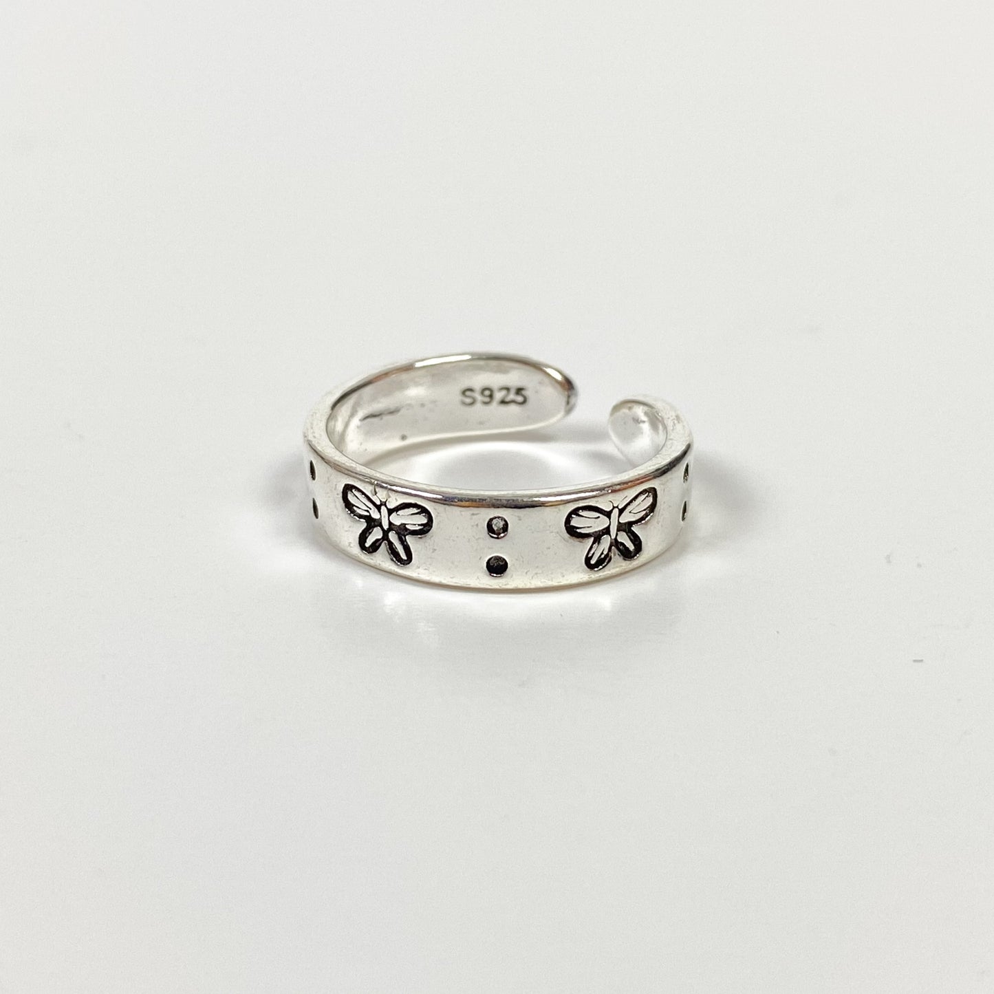 Vintage Adjustable Butterfly Ring Silver