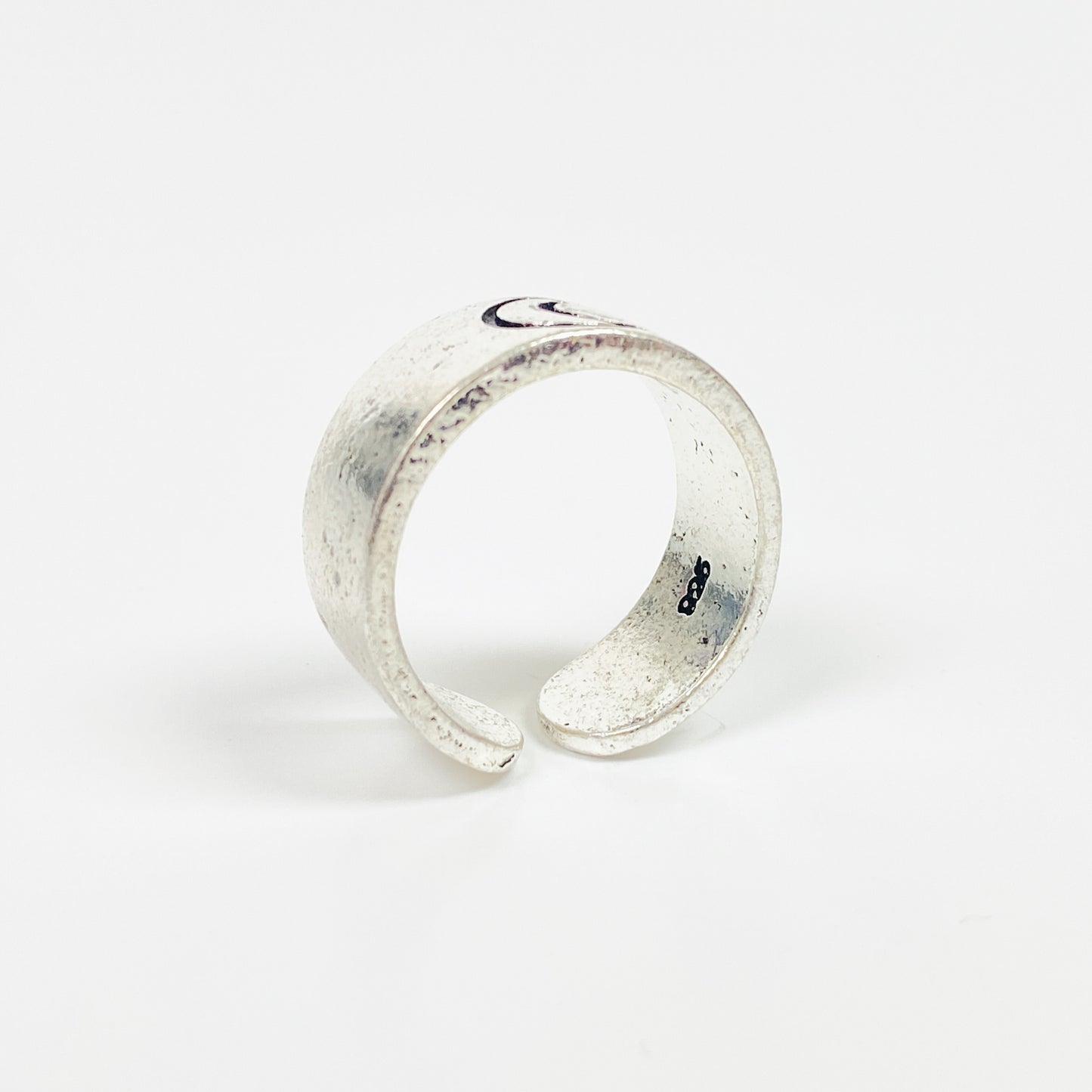 Vintage Retro Adjustable Moon Ring Silver