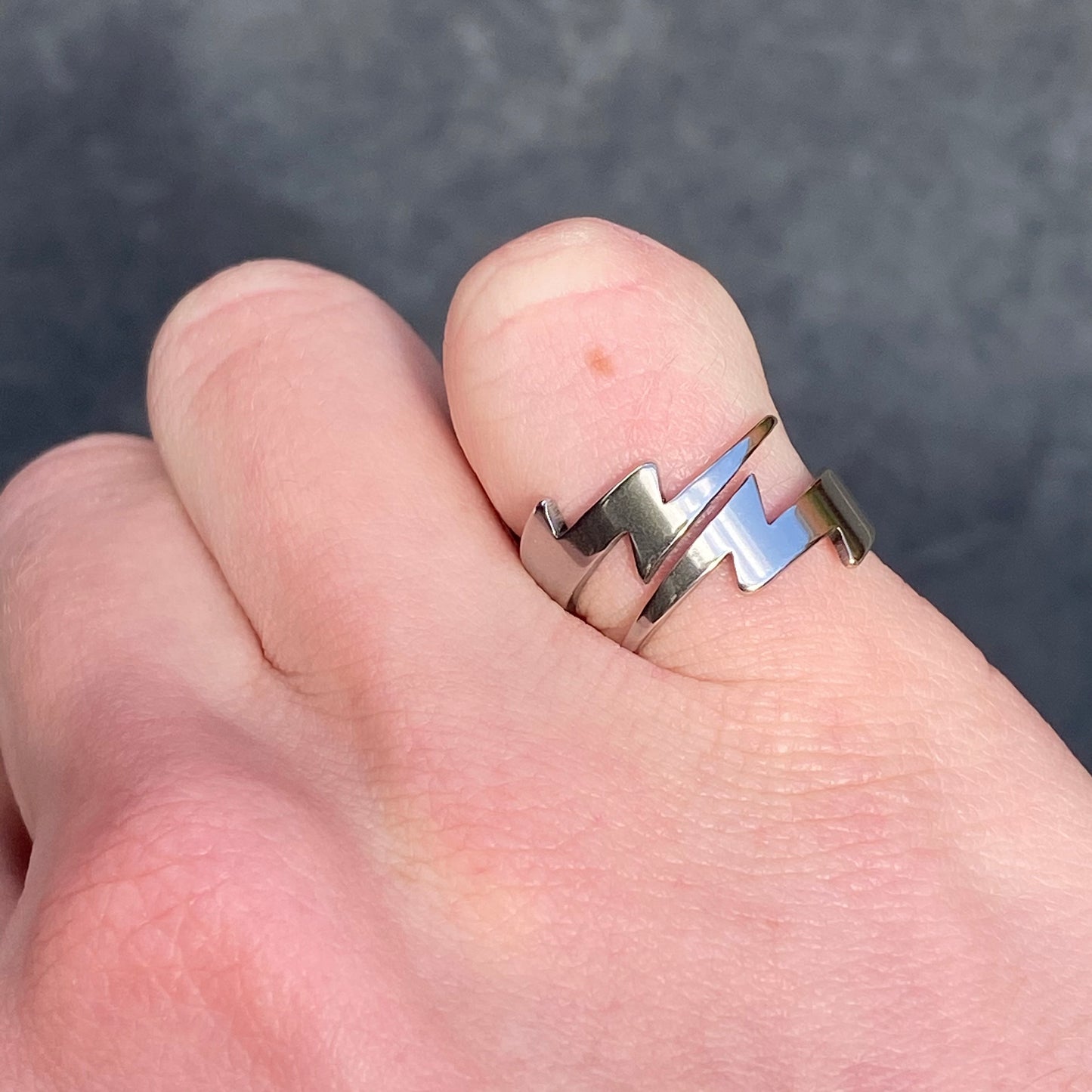 Vintage Style Lightning Ring Silver