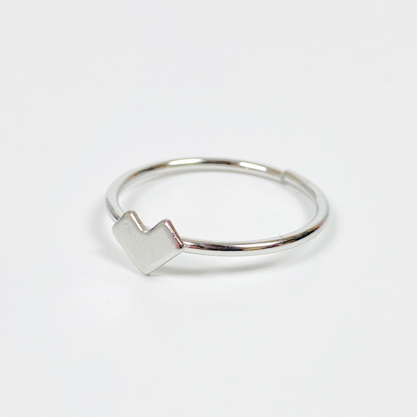 Vintage Retro Adjustable Heart Ring Silver