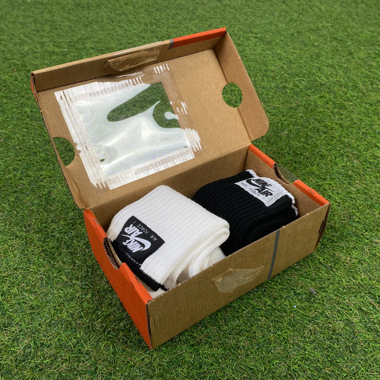 90s Nike Air Force Socks Gift Box Set White UK6-12
