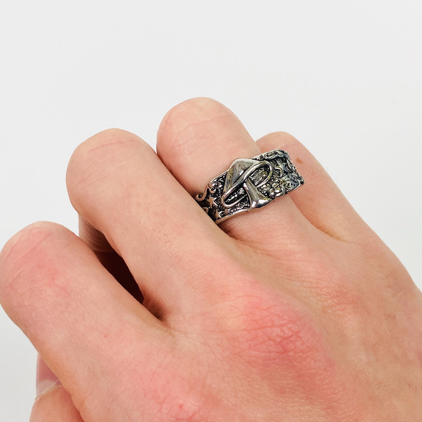 Retro Vintage Mushroom Ring Silver