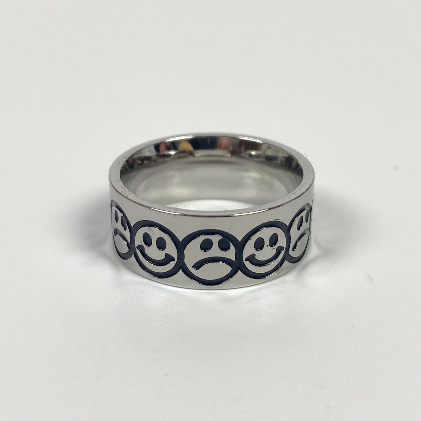 Retro Happy Sad Ring .925 Silver
