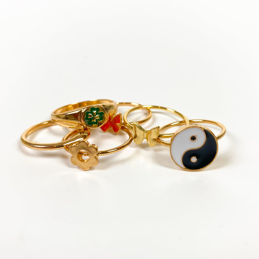 Retro Cute Ring Set Gold