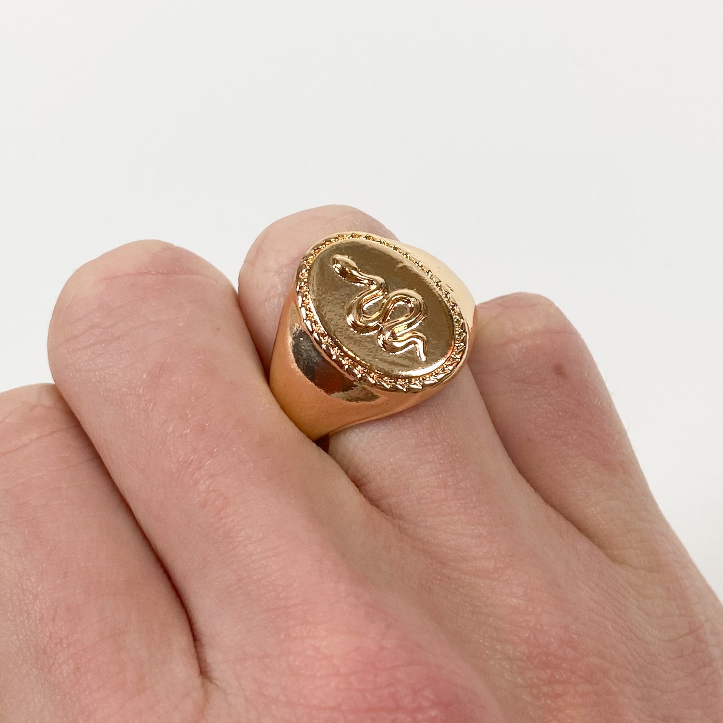 Vintage Snake Signet Ring Gold