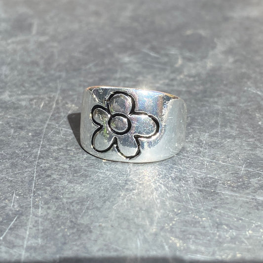 Adjustable Flower Ring Silver