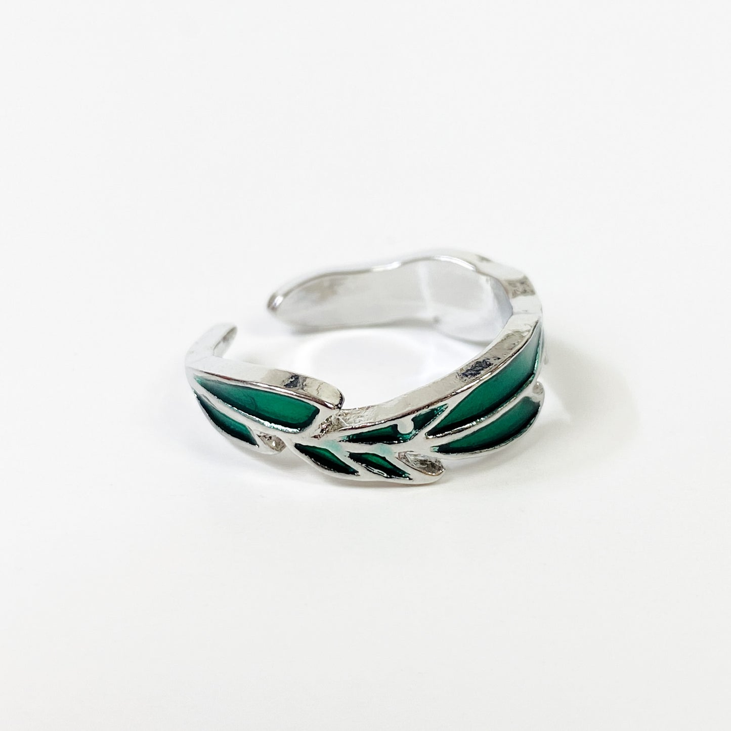 Vintage Retro Adjustable Leaf Ring Silver