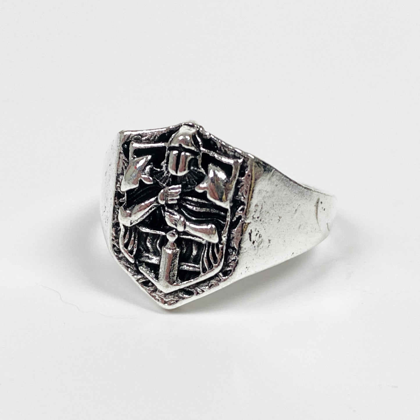 Vintage Retro Adjustable Knight Signet Ring Silver
