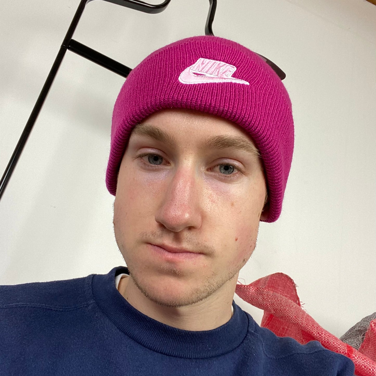 Vintage Nike Beanie Hat Pink