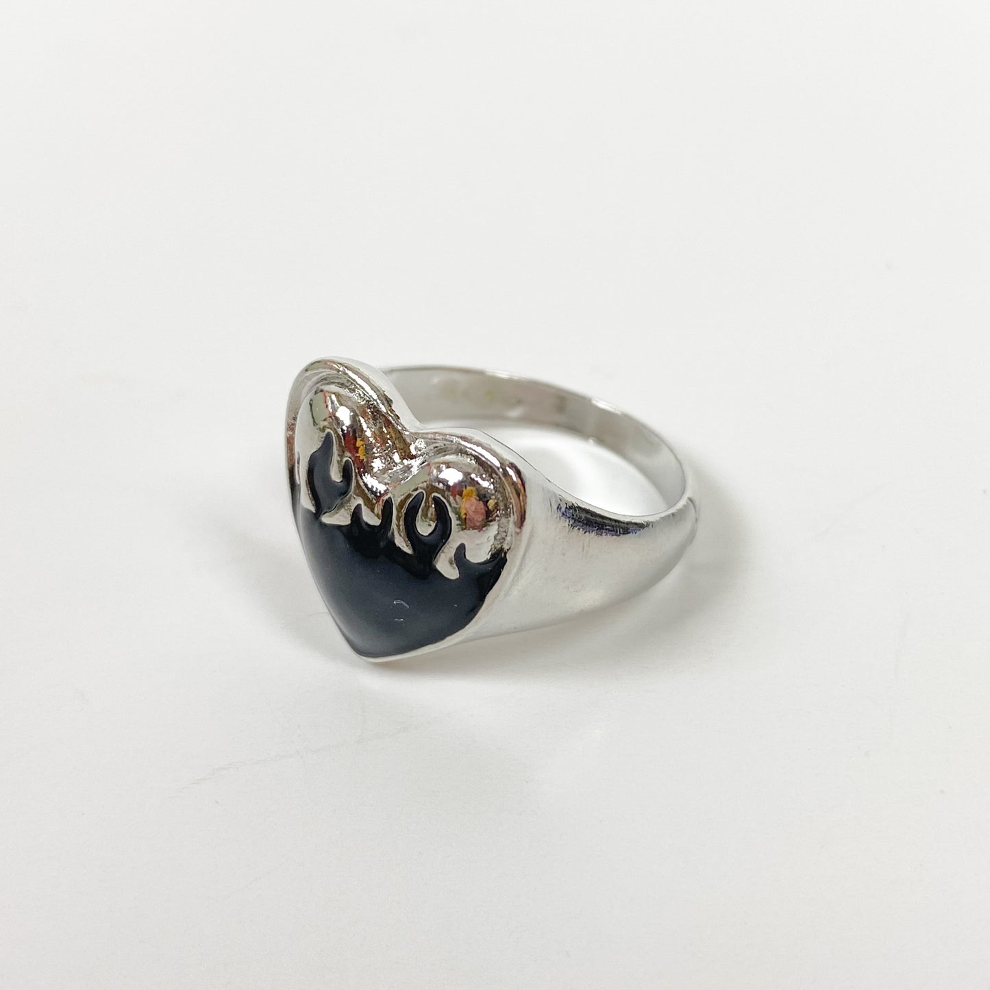 Vintage Heart Signet Ring Silver
