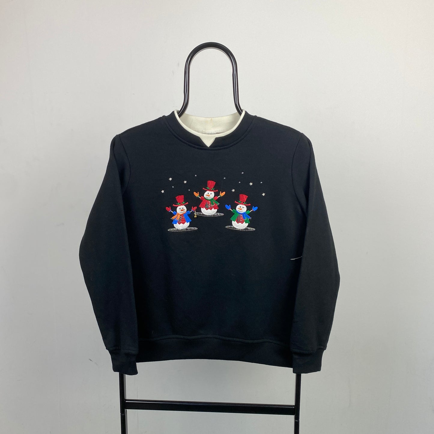 Retro Christmas Sweatshirt Black XS