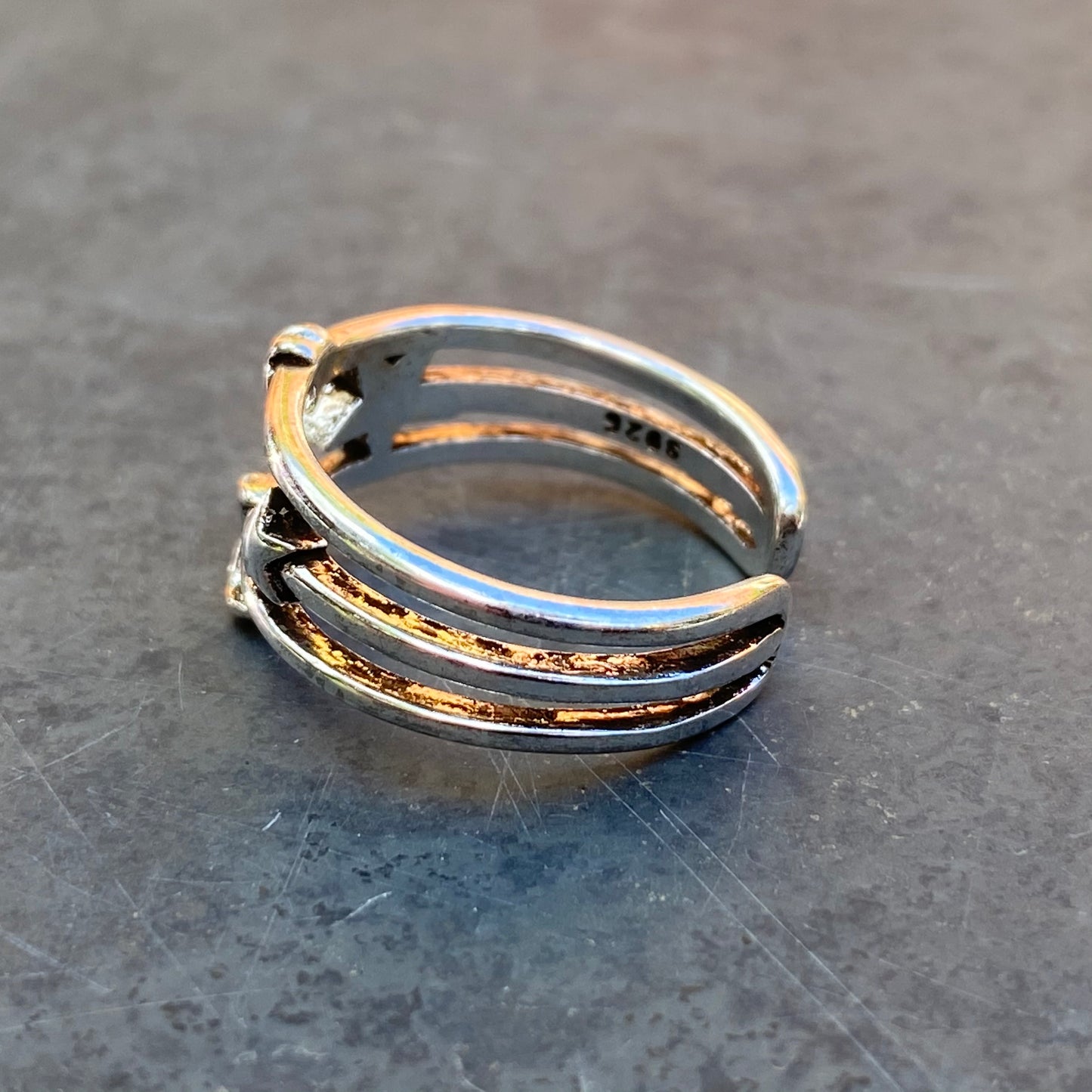 Adjustable Star & Moon Ring Silver