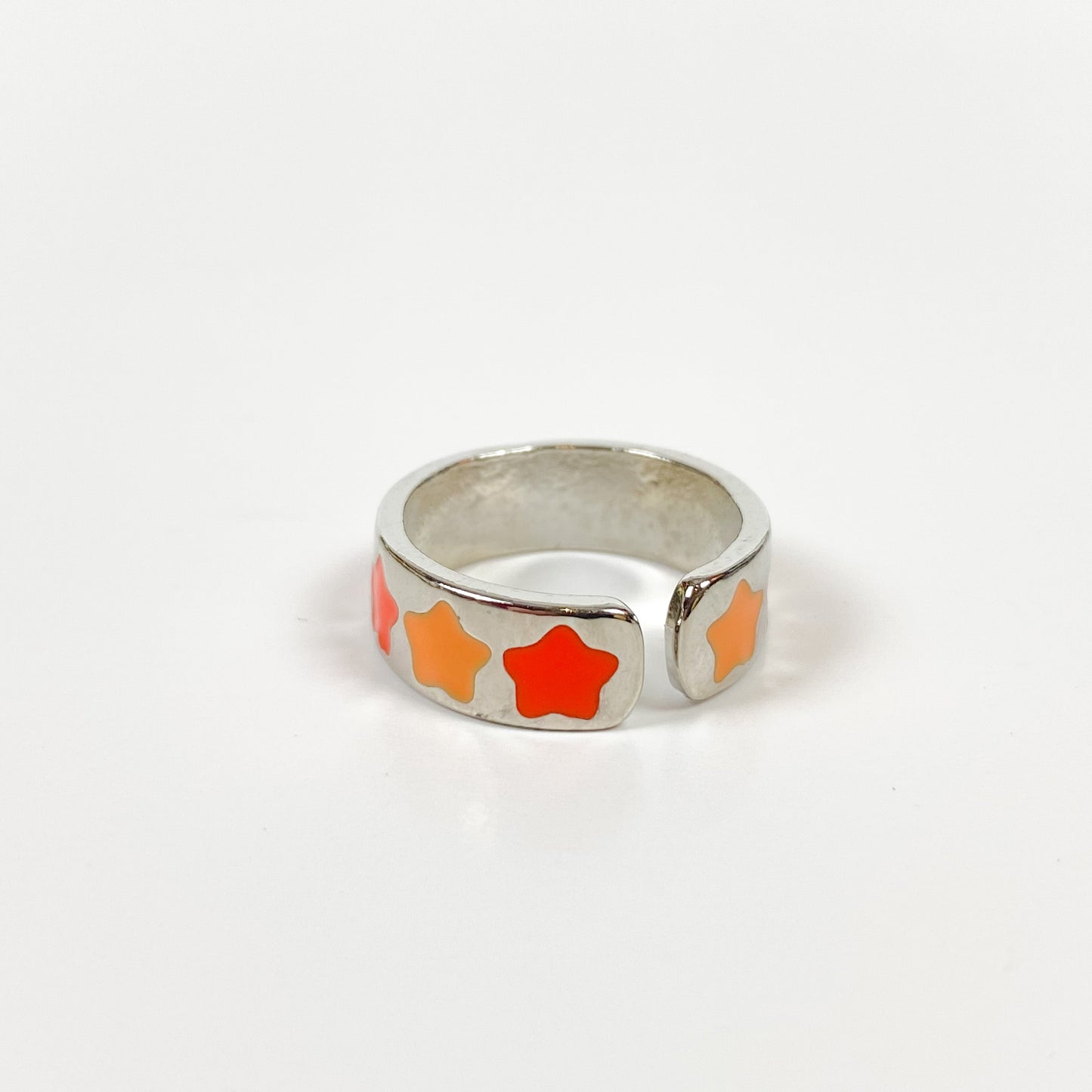 Retro Adjustable Star Ring Silver Orange