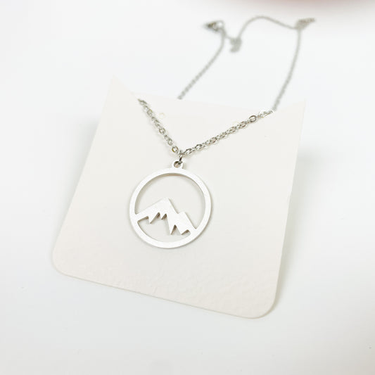Vintage Retro Mountain Necklace Chain Silver