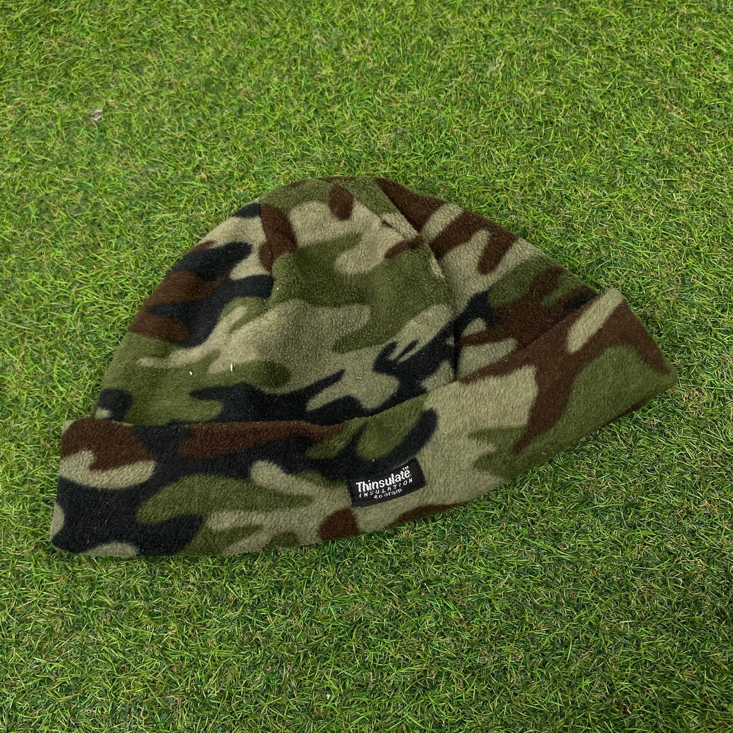 Retro Thinsulate Beanie Camo Green Black