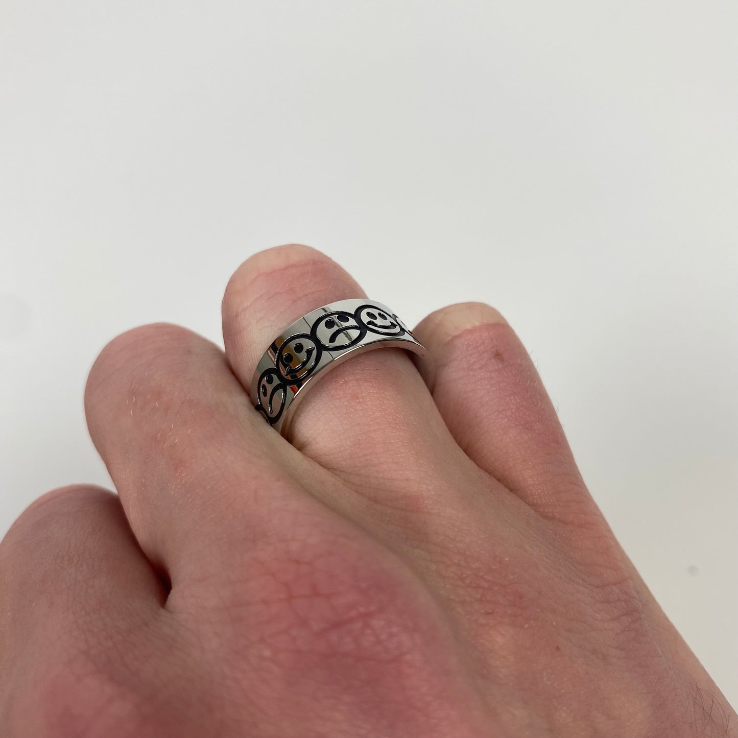 Retro Happy Sad Ring .925 Silver