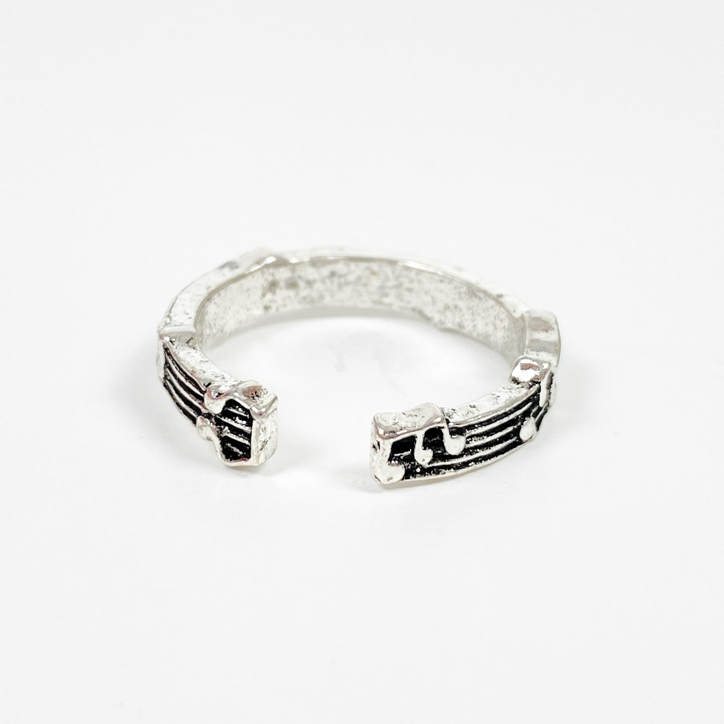 Vintage Retro Adjustable Music Ring Silver