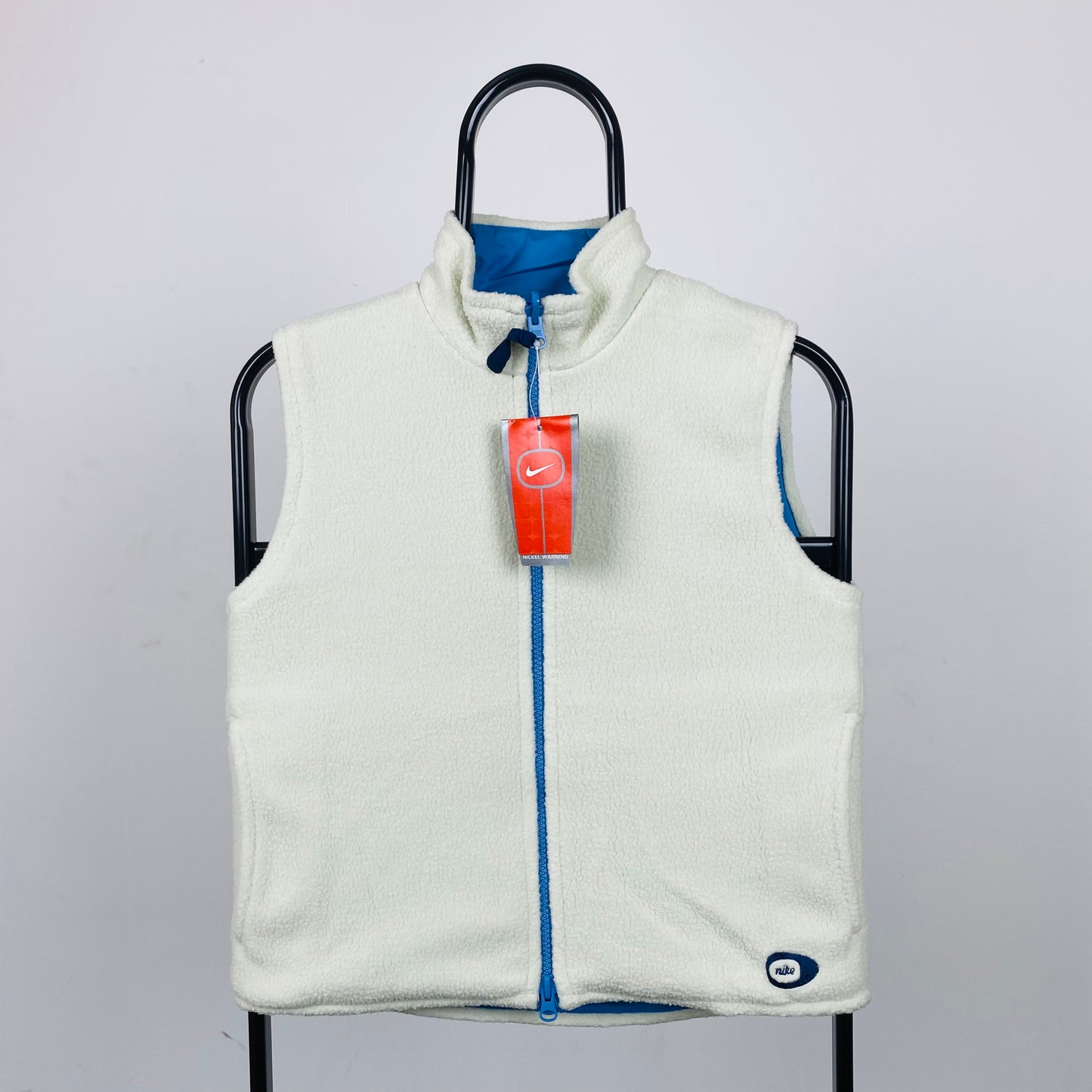 90s Nike Reversible Fleece Gilet Jacket Baby Blue XS