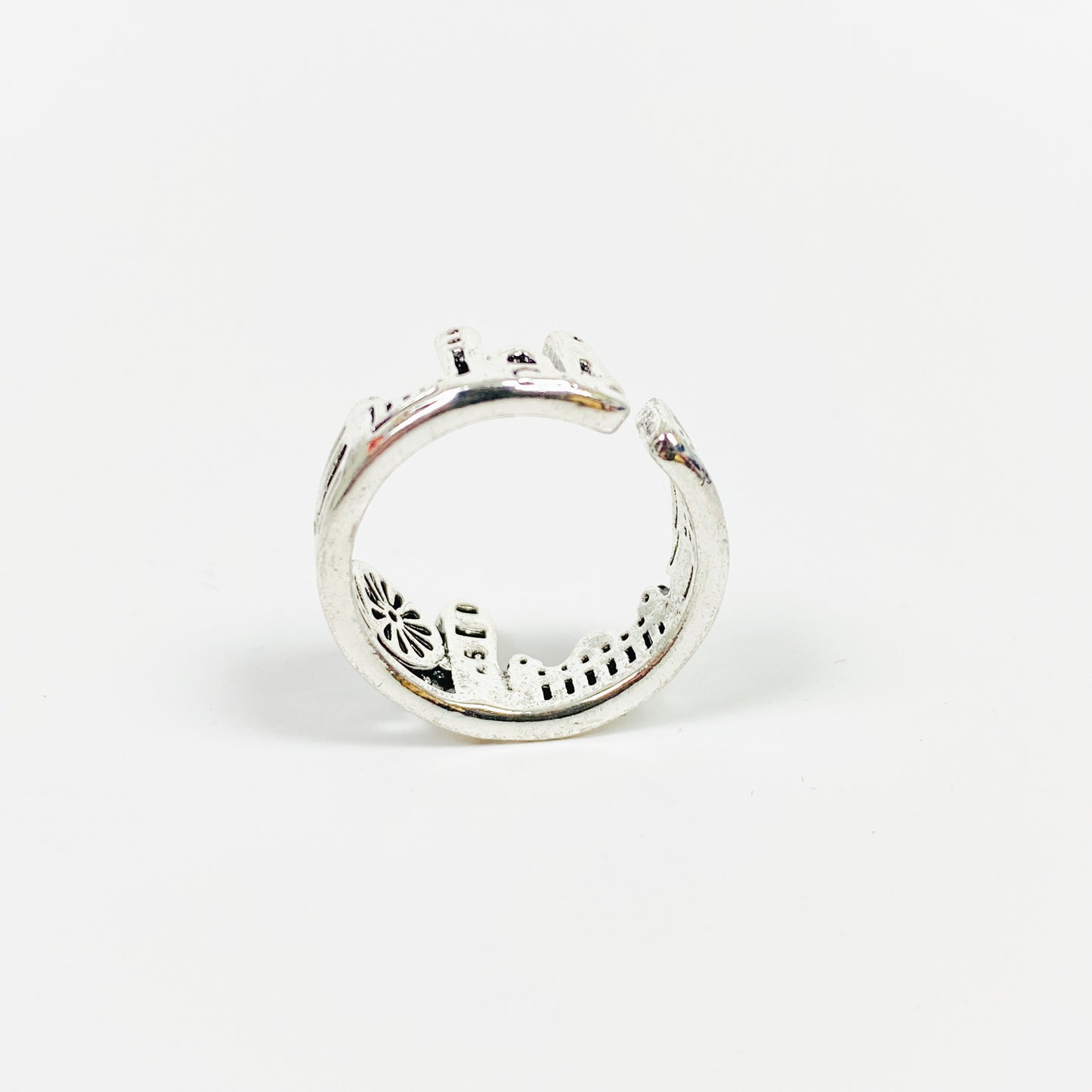 Vintage Retro Adjustable London Ring Silver