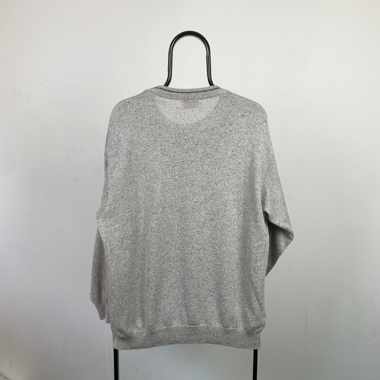 Retro Chunky Knit Sweatshirt Grey XL