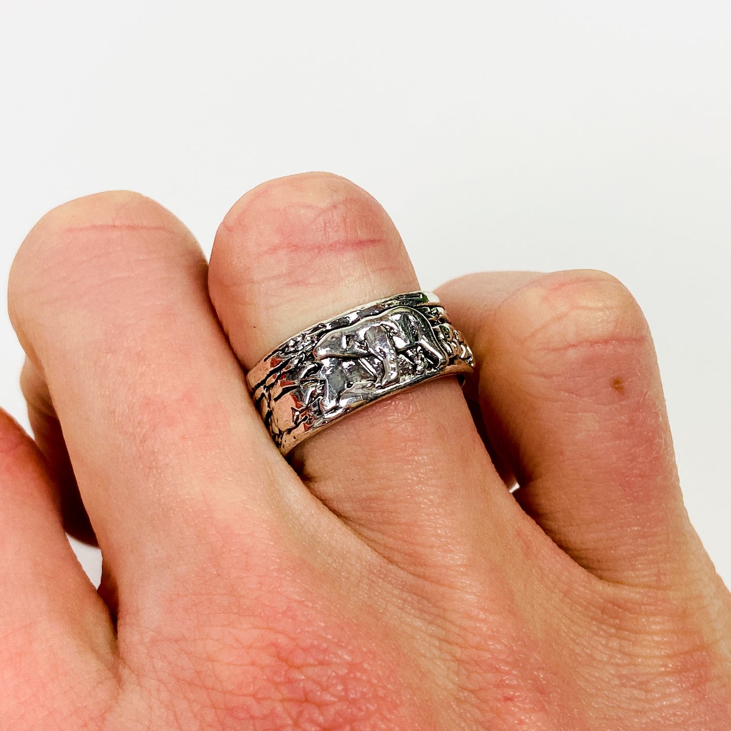Retro Vintage Polar Bear Ring Silver