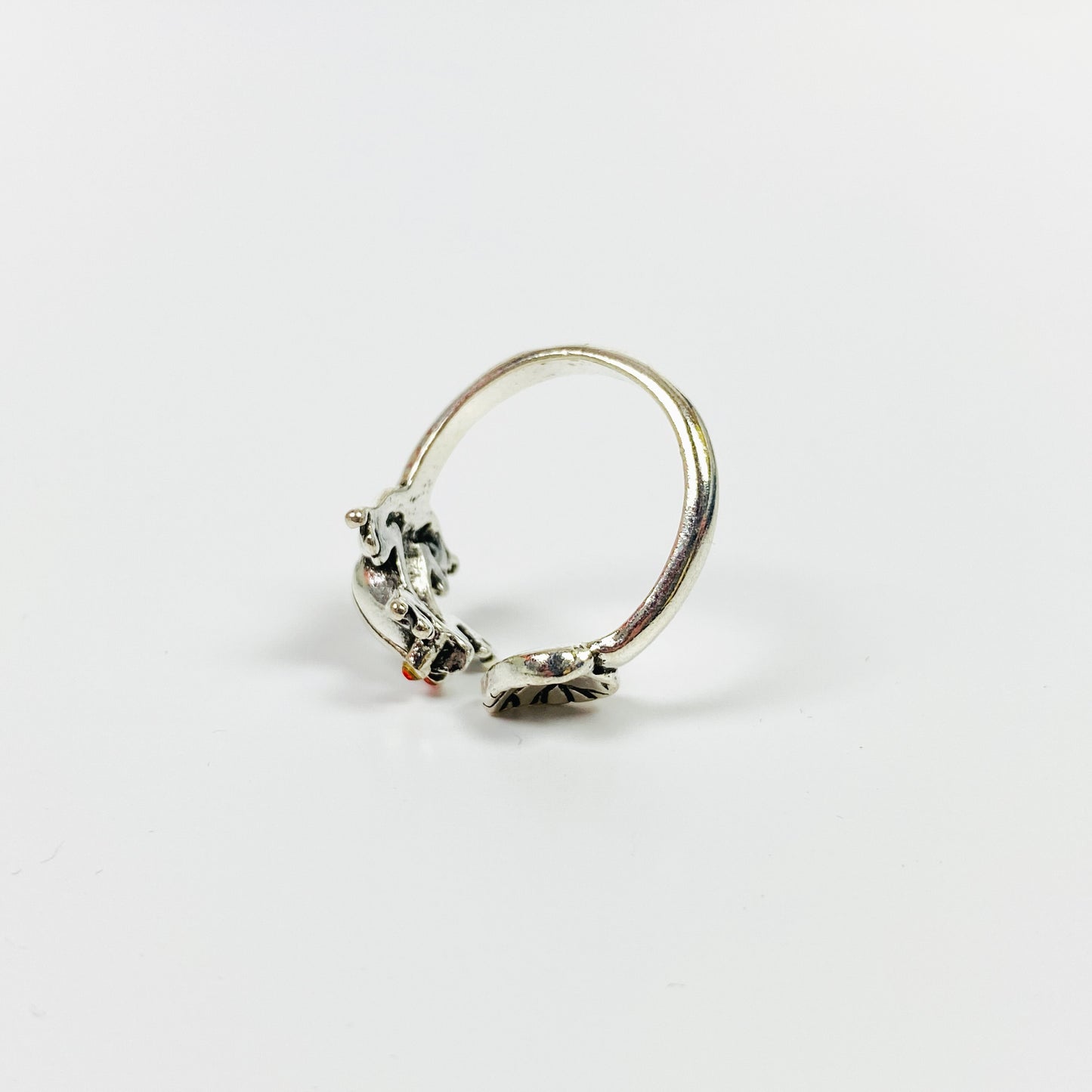 Vintage Retro Adjustable Frog Ring Silver