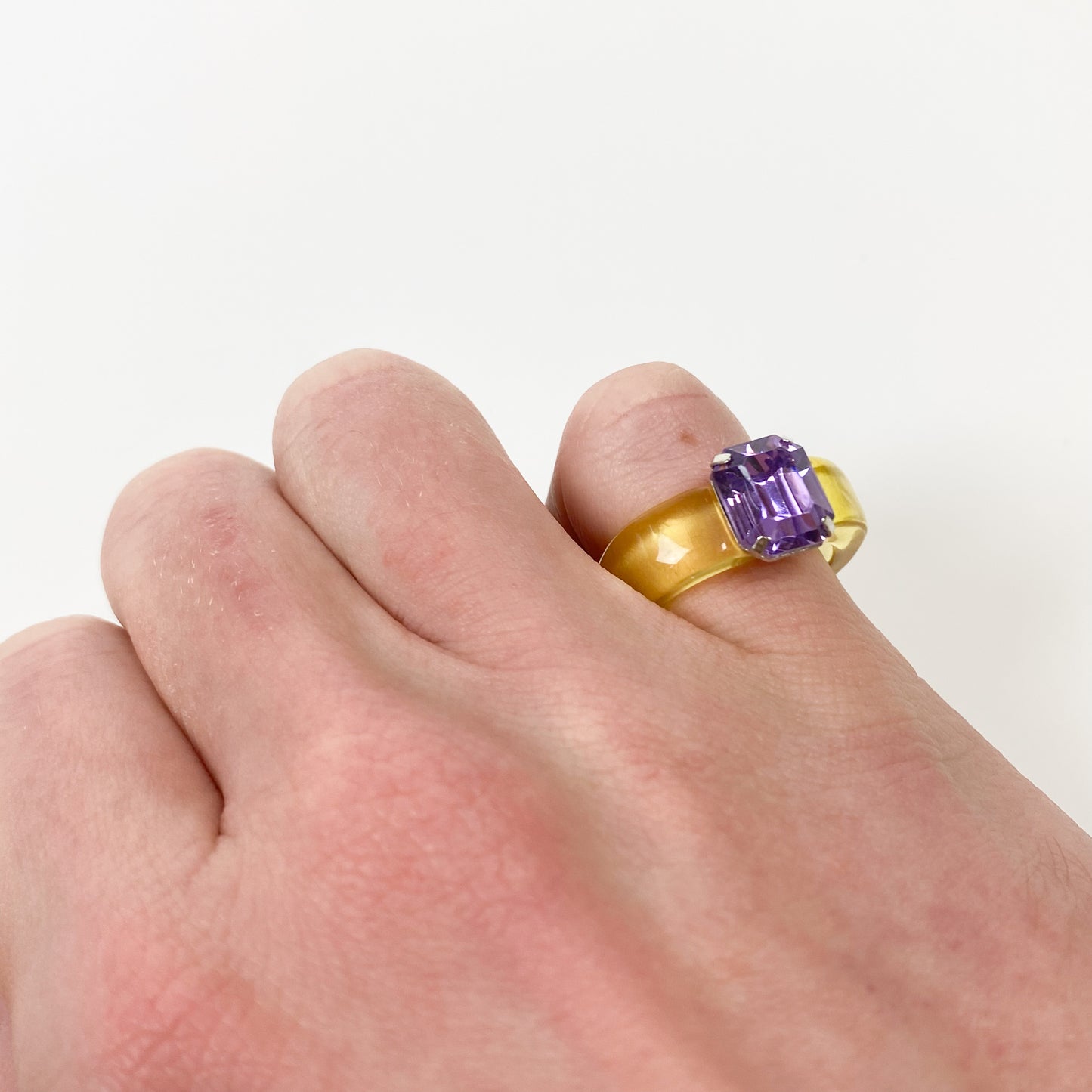 Retro Chunky Gem Ring Yellow