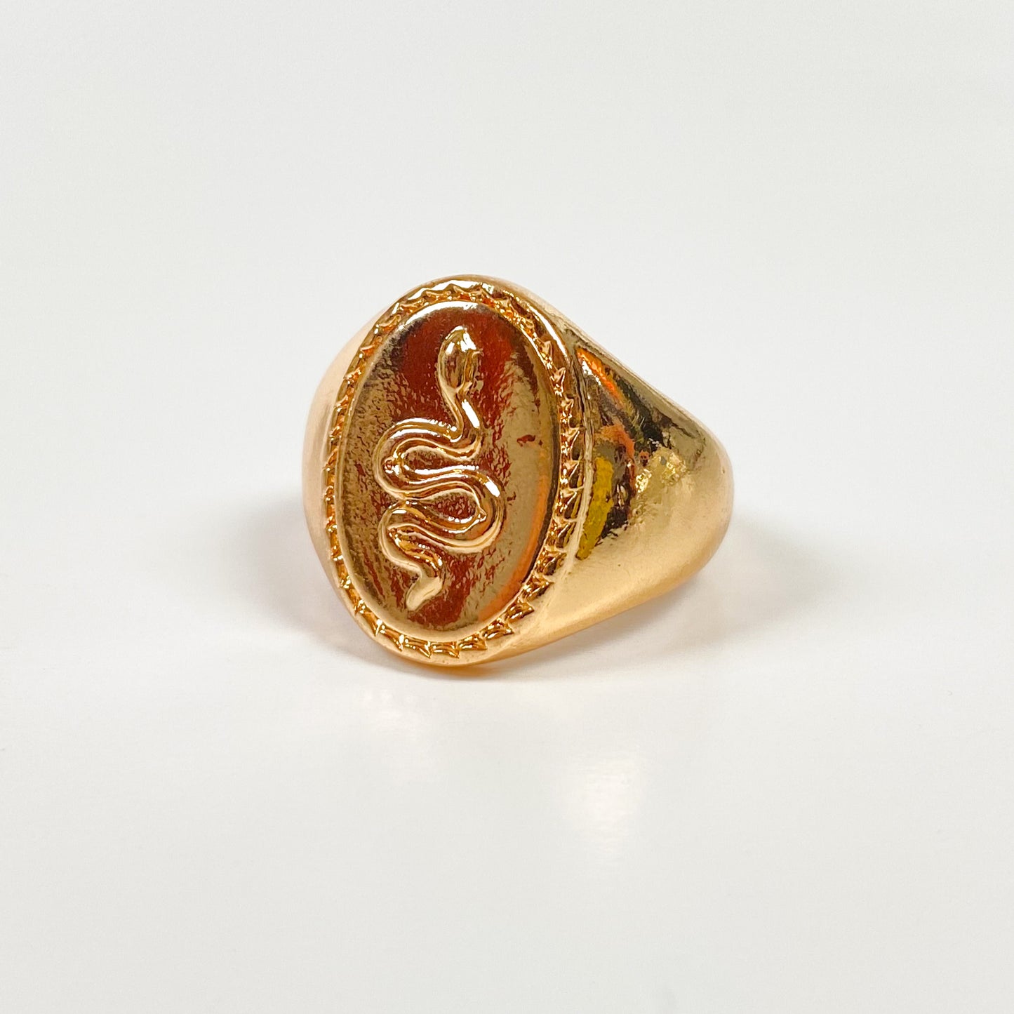 Vintage Snake Signet Ring Gold